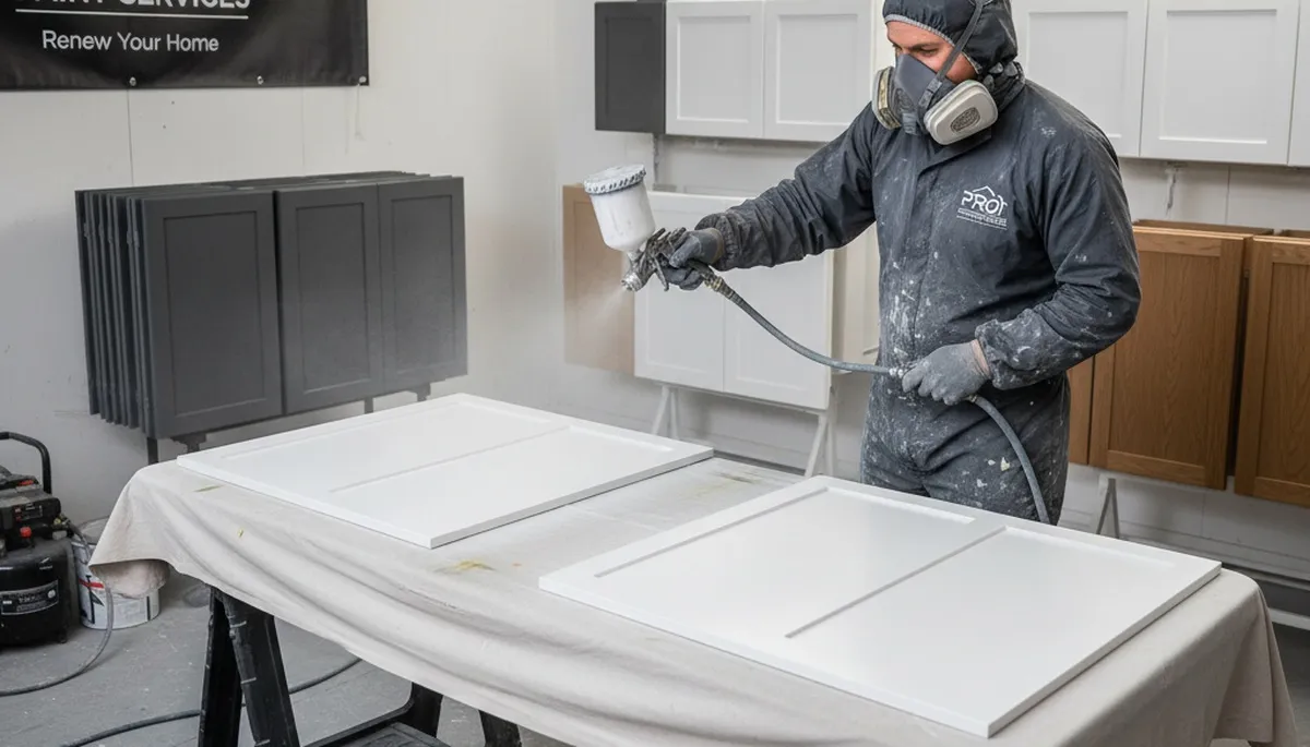 Professional cabinet painting in Madison WI showcasing smooth, durable kitchen refinishing results
