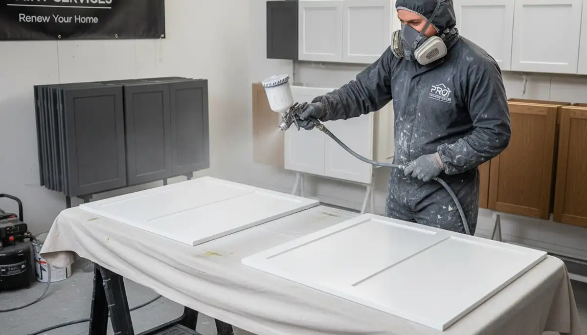 Professional cabinet painting in Madison WI showcasing smooth, durable kitchen refinishing results