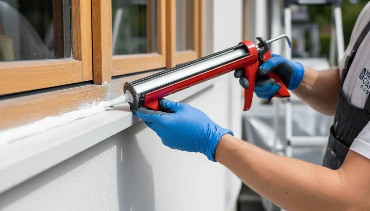 Professional caulking and sealing on Madison WI home exterior for weather protection and energy efficiency