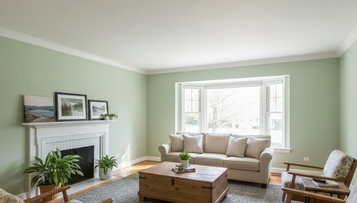 Professional interior painting with smooth finishes in Madison, WI living room by expert house painters