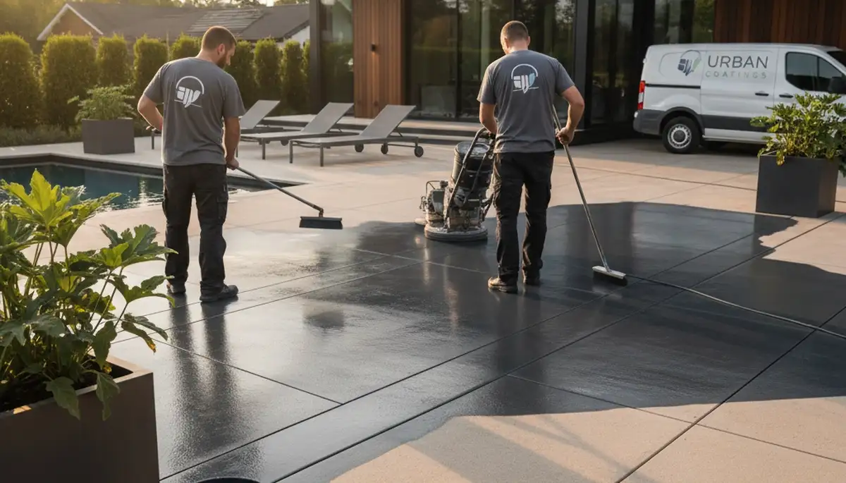 Professional concrete staining on Madison WI patio with durable, weather-resistant finish