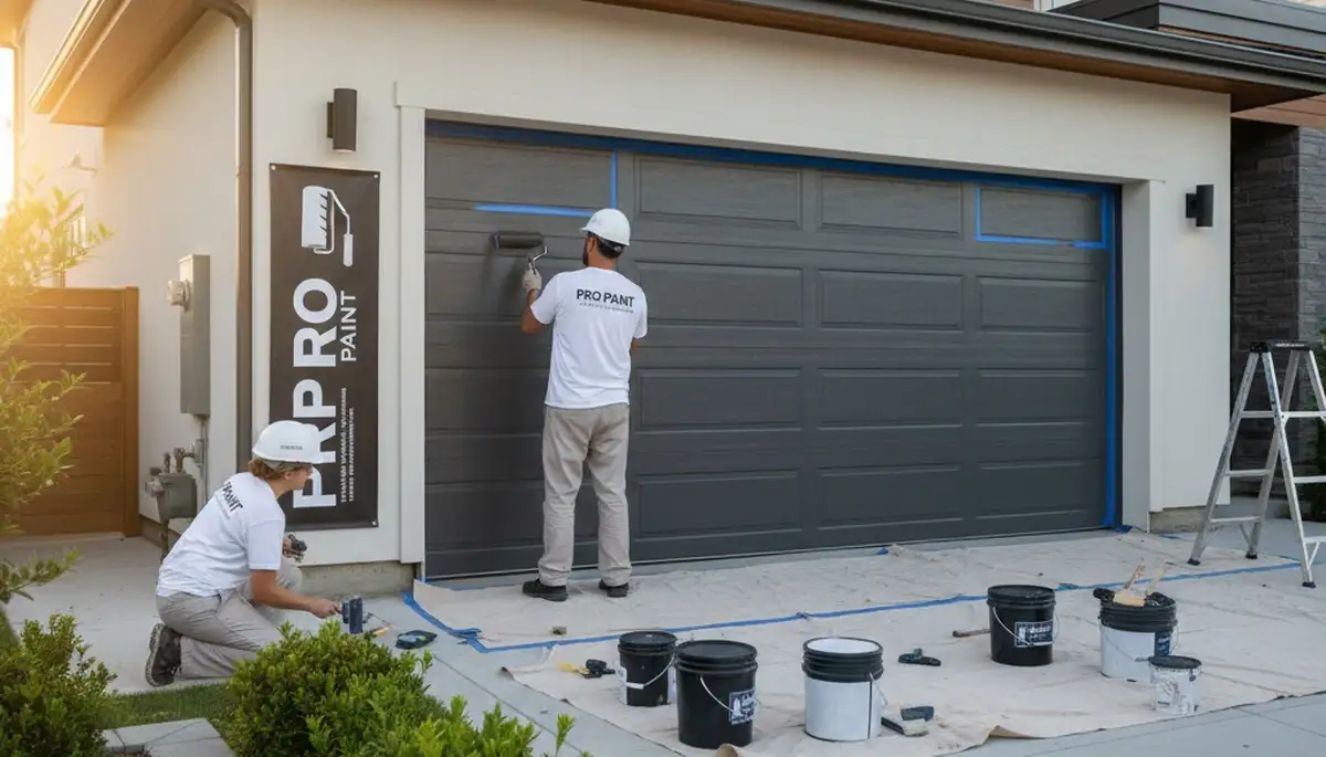Professional garage door painting in Madison, WI by expert residential house painters