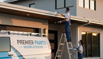 Professional gutter painting on a Madison WI home exterior by expert local house painters
