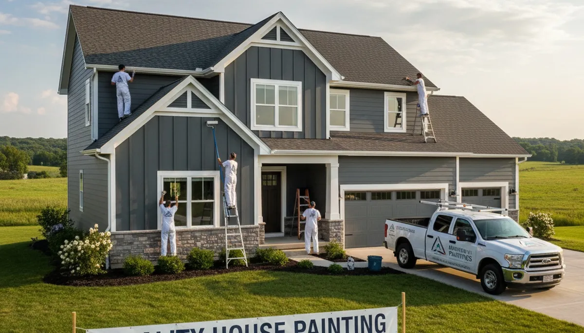 Madison, WI house painters preparing an exterior home for professional painting