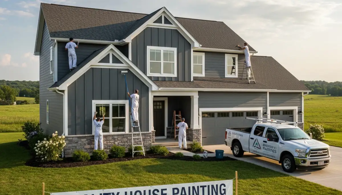 Madison, WI house painters preparing an exterior home for professional painting