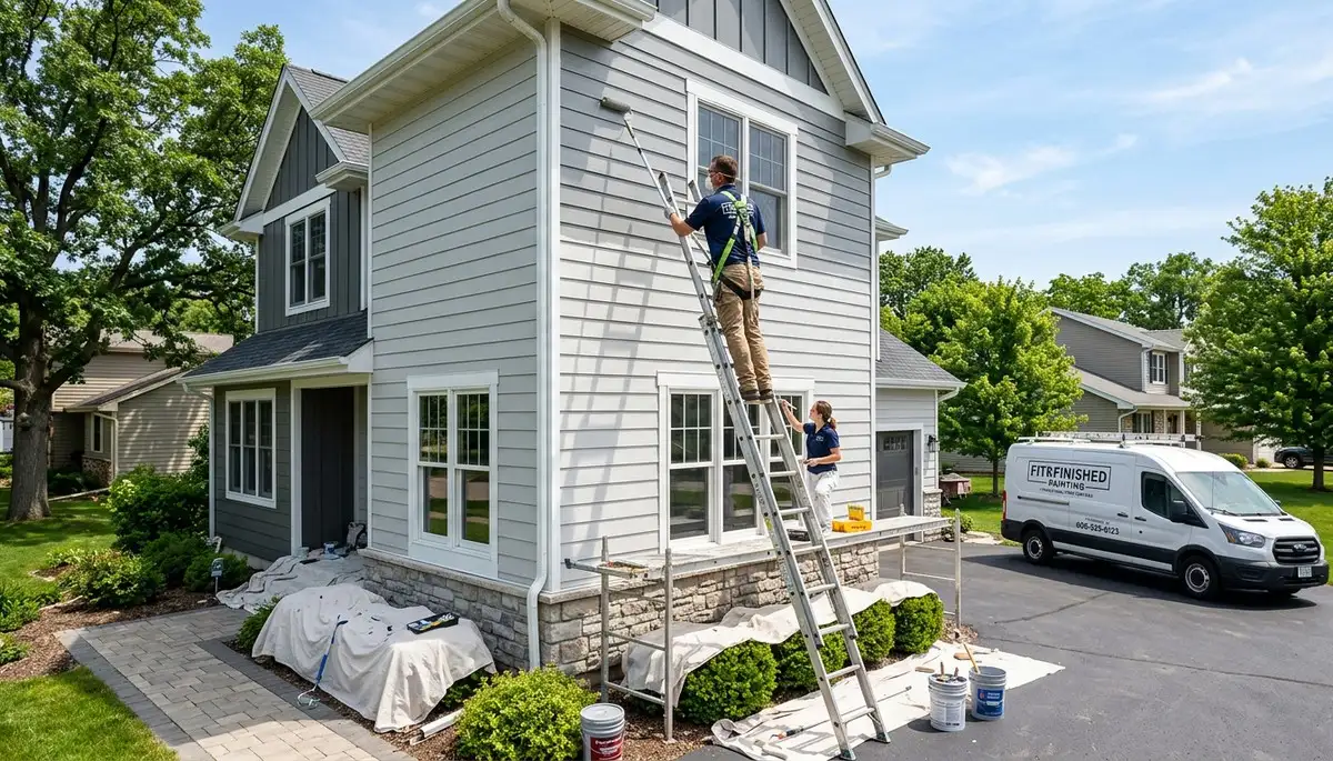 Professional house painters painting home exterior in Madison WI