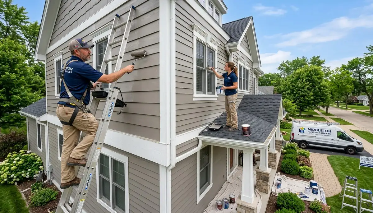 Professional house painters in Madison WI transforming home exterior with fresh paint