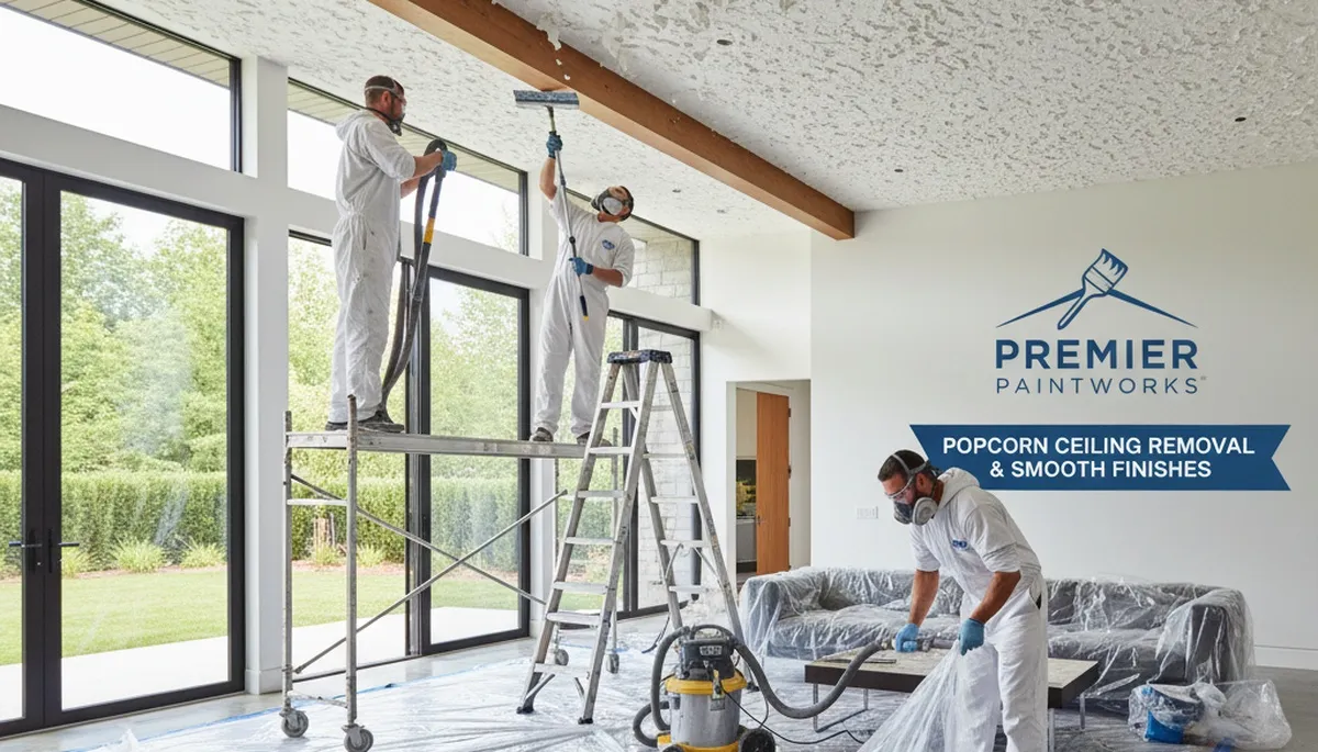 Professional popcorn ceiling removal and smooth ceiling painting in Madison, WI home