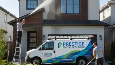 Pressure cleaning siding and driveway by professional house painters in Madison, WI