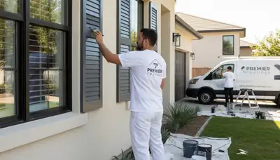 Professional shutter painting on a Madison WI home exterior by local house painting experts