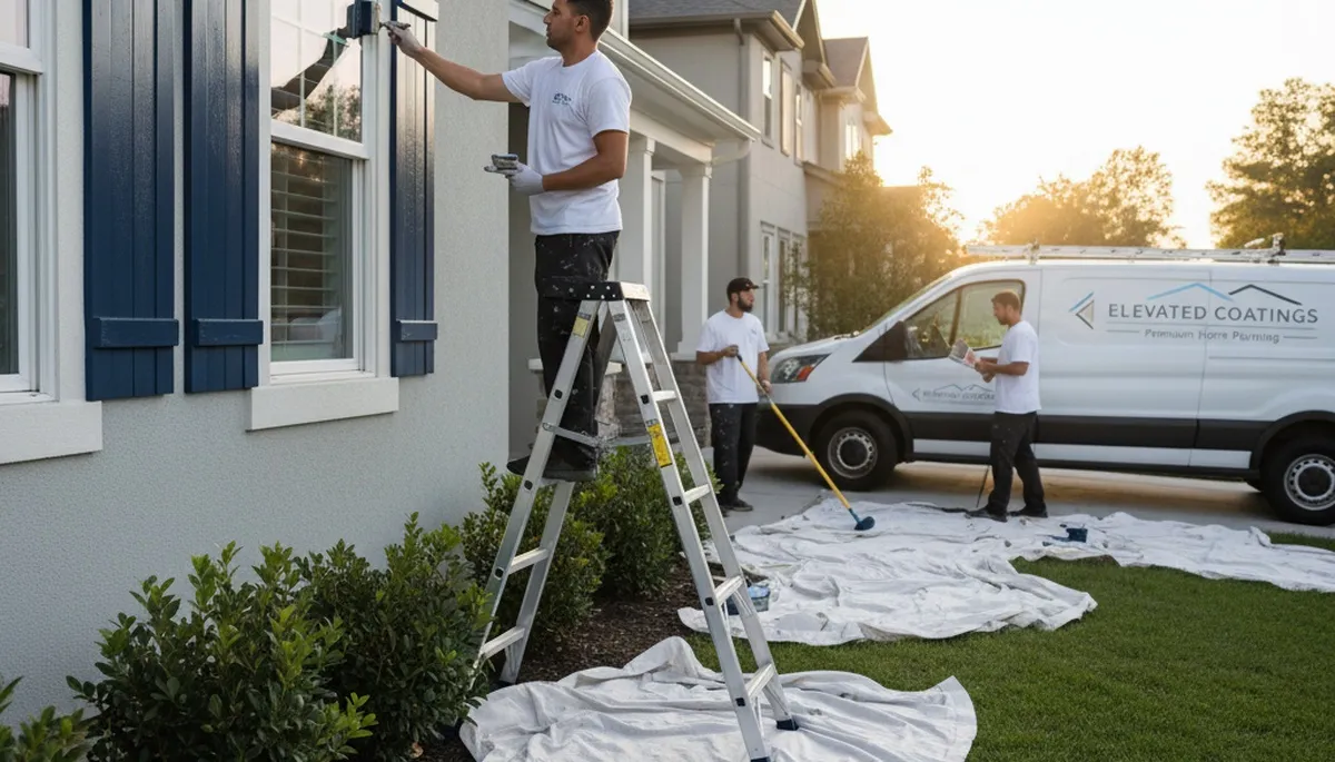 Professional shutter painting on wood home exterior in Madison, WI by expert house painters