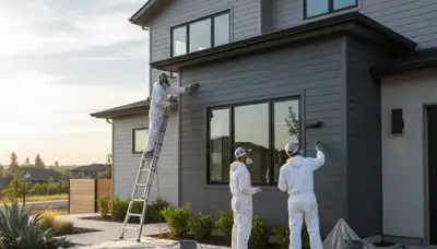 Professional siding painting on Madison WI home exterior by expert house painters