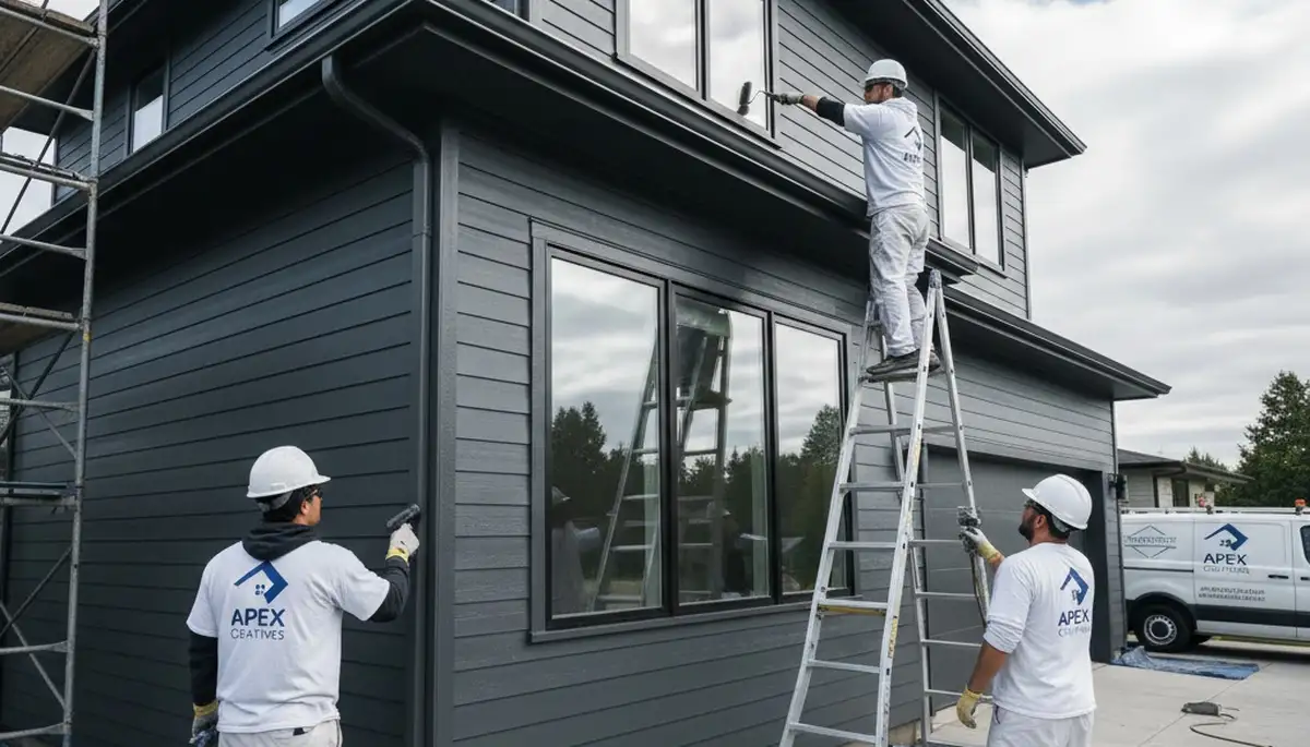 Professional siding painting on a Madison WI home exterior by expert house painters