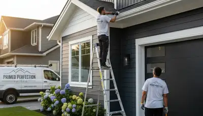 Professional trim and fascia painting on a Madison WI home exterior by local house painters