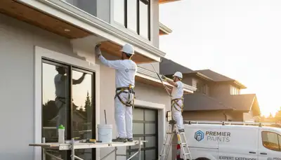 Professional trim and fascia painting on a Madison WI home exterior by expert house painters