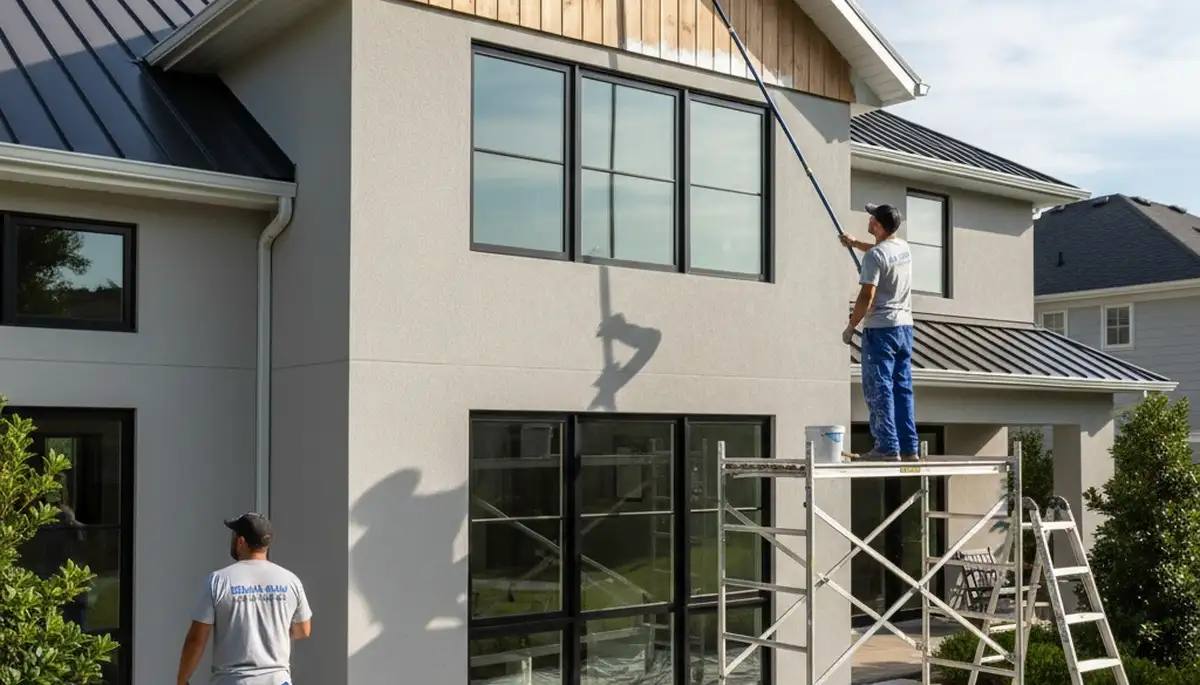 Professional trim and fascia painting on Madison WI home by local house painters