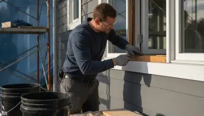 Wood rot repair and exterior painting on Madison WI home by expert restoration painters
